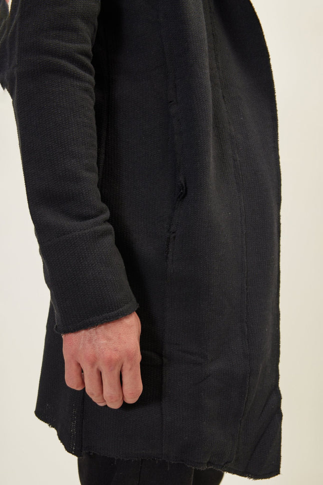 Men's Longline Hooded Cardigan - Black | Ron Tomson