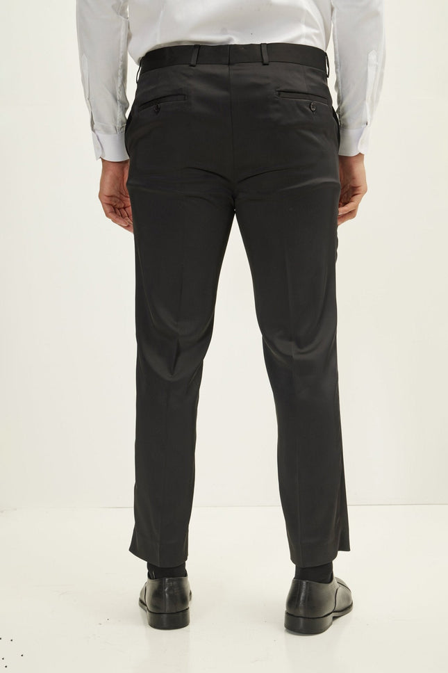 Men's Tailored Tuxedo Pants - Black Shine | Ron Tomson