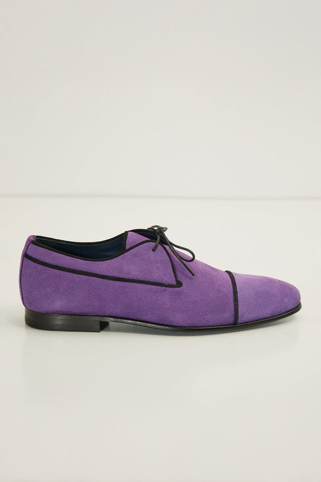 The Formal Leather Cap Toe Derby Shoes - Purple Suede - Ron Tomson