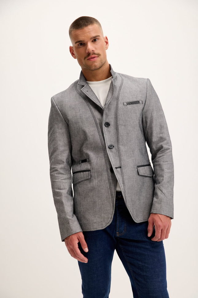 Men's Symmetric Button Blazer - Grey | Ron Tomson